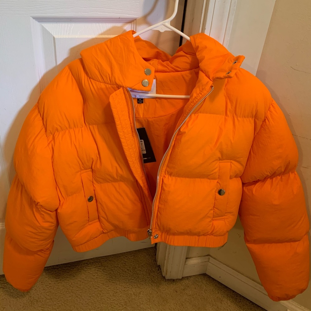 Orange Puffer Jacket ( FashionNova )
